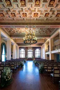 ebell-of-los-angeles-wedding-venue_0023jpg - Lombardi House best indoor wedding venues in california Elegant historic ballroom at The Ebell of Los Angeles with chandeliers and classic architectural details.