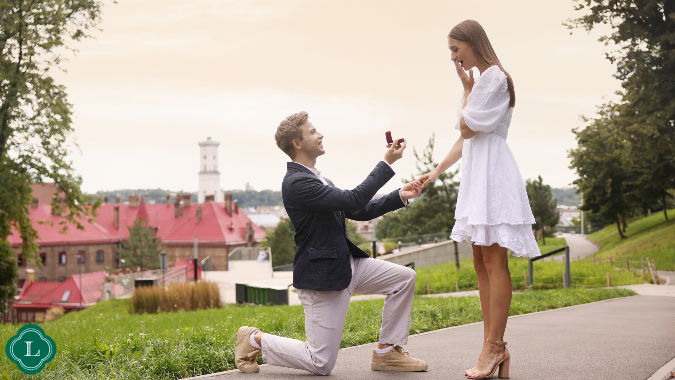 Lombardi new desing 3 - Lombardi House Man kneeling and proposing marriage to his partner outdoors